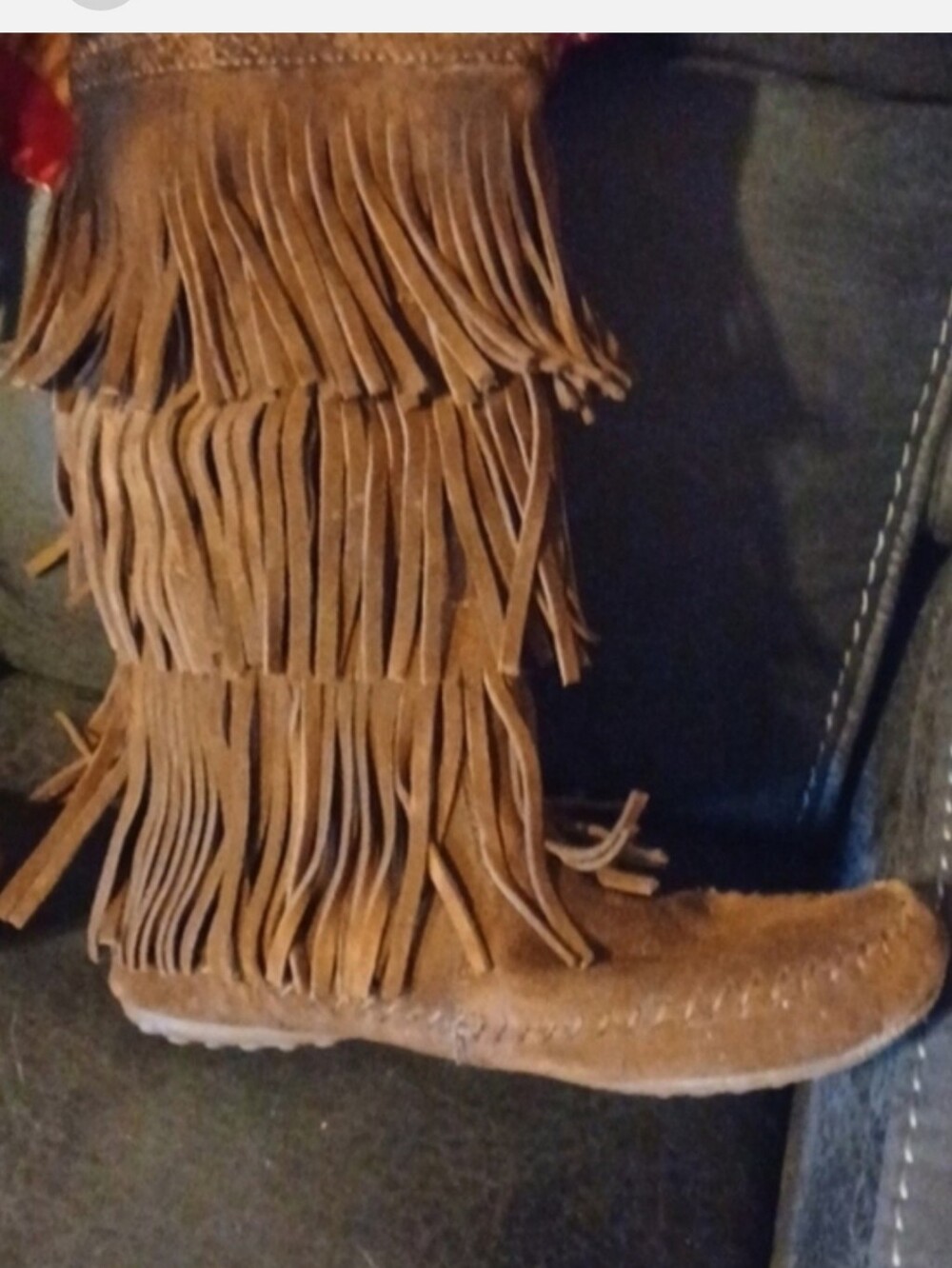 Fringed Suede Women’s Boot - Brown - Picture 4 of 8
